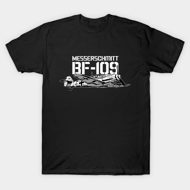 Messerschmitt bf-109 Airplane WW2 German Aircraft Plane Aeroplane Fighter T-Shirt by BeesTeez